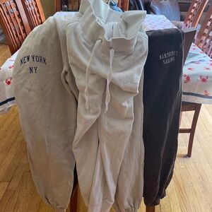 3 pairs sweatpants small cheap! Some stains but no holes and better brands
